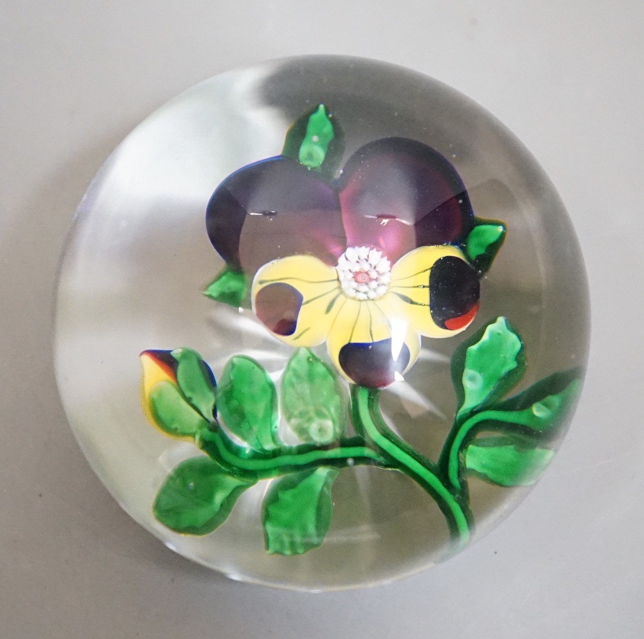 A 19th century Baccarat Pansy glass paperweight